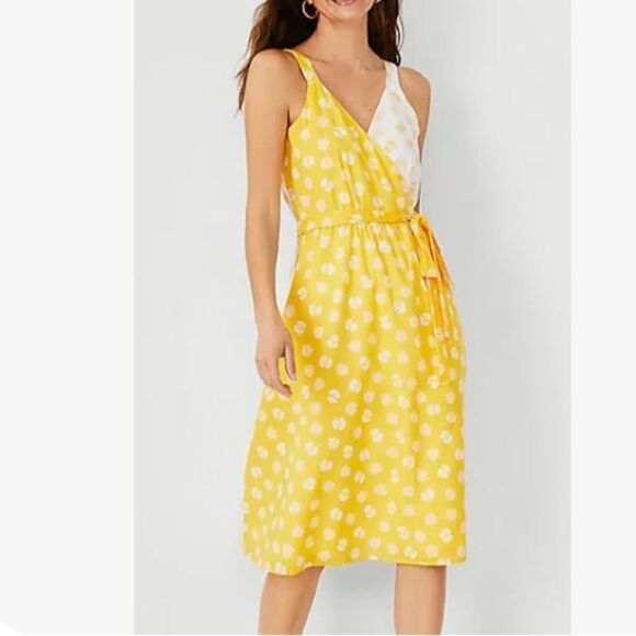 Ann Taylor Petite Seashell Wrap Midi Dress size small - Picture 1 of 8